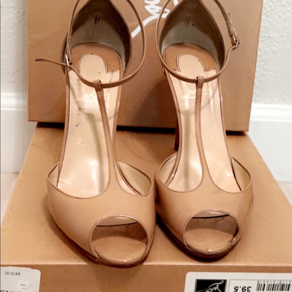 Christian louboutin Senora 100 Patent Nude shoes 39.5 - Picture 6 of 6